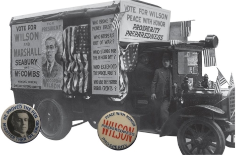 <strong> Which slogan on this vehicle used for President Wilson's 1916 reelection campaign reveals that the president had not entirely ruled out war?</strong> A) Who Keeps Us Out of War? B) Peace with Honor C) Prosperity D) Preparedness