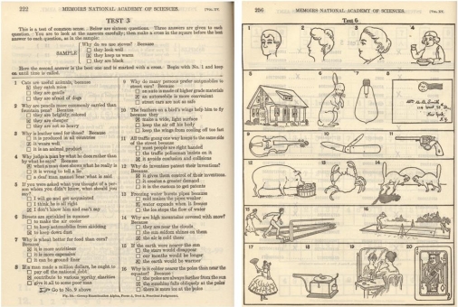   -Which is the best inference that can be made from intelligence tests such as those pictured here that were given to soldiers in training camps during World War I? A)  Most American soldiers were not very intelligent. B)  The military hoped to exclude non-English speakers from leadership. C)  Methods of testing intelligence were crude at best. D)  Psychologists hoped to use such tests to sort citizens throughout society.