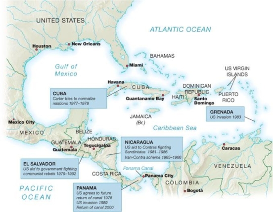   -During the late twentieth century, most of the interventions done by the United States in Central America and the Caribbean were conducted in order to . A)  use the CIA to assassinate Latin American dictators B)  remove the last vestiges of American imperialism in this region C)  provide financial assistance to victims of natural disasters D)  destabilize communist and leftist regimes in this region