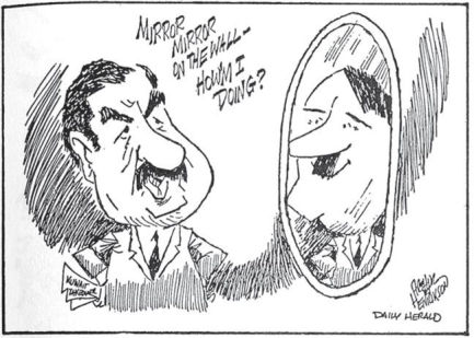   -Based on the information found in this cartoon, Iraqi dictator Saddam Hussein was compared to German Führer Adolf Hitler because they both . A)  committed atrocities against their own people B)  invaded sovereign nations through expansionist drives C)  rebuilt their war-torn homelands and sought revenge on their oppressors D)  actively tried to acquire nuclear arms