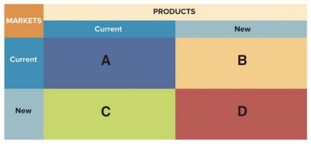   Figure 2-7 -Quadrant D in Figure 2-7 above represents a(n)  ________ in a SWOT analysis. A)  a threat B)  a weakness C)  a strength D)  an opportunity E)  a market segment