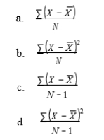 Which of the following is the formula for the variance of a sample used to estimate the population variance?