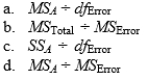10-12 In a one-factor between-subjects analysis of variance, the F statistic is defined as.  <div style=padding-top: 35px> 