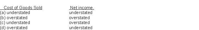 If beginning inventory is understated by $10,000, the effect of this error in the current period is   