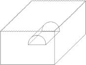 A cylinder, semicircular in cross-section, is 10 m long and 5.0 m in radius. It is completely submerged, with its flat bottom side horizontal and 8.0 m below the water surface, as shown in the figure. What is the magnitude of the net force on the curved upper surface of the half-cylinder? Neglect atmospheric pressure.   A) 2.0 × 10<sup>6</sup> N B) 2.5 × 10<sup>6</sup> N C) 3.0 × 10<sup>6</sup> N D) 3.5 × 10<sup>6</sup> N E) 4.0 × 10<sup>6</sup> N