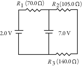 For the circuit shown in the figure, what is the current through resistor R<sub>1</sub>?   A)  0.071 A B)  0.13 A C)  0.029 A D)  0.016 A