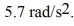 A torque of 12 N ∙ m is applied to a solid, uniform disk of radius 0.50 m, causing the disk to accelerate at   What is the mass of the disk? A)  17 kg B)  13 kg C)  8.5 kg D)  4.3 kg