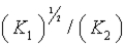 Given the equilibrium constants for the following reactions: 4Cu(s) + O<sub>2</sub>(g)    2Cu<sub>2</sub>O(s) ,K<sub>1</sub><sub> </sub>4CuO(s)    2Cu<sub>2</sub>O(s) + O<sub>2</sub>(g) ,K<sub>2</sub> What is K for the system 2Cu(s) + O<sub>2</sub>(g)    2CuO(s)  Equivalent to? A)      B)    C)  (K<sub>1</sub>) (K<sub>2</sub>)  D)      E)   