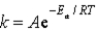 The Arrhenius equation,   ,relates the rate constant of reaction and temperature.A plot of ____ versus 1/T will yield a straight line with a slope of -E<sub>a</sub>/R. A)  k<sub>2</sub>/k<sub>1</sub> B)  -E<sub>a</sub> C)  ln(k)  D)    E)  1/RT