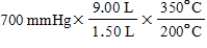 <strong>A gas occupying a volume of 1.50 L exerts a pressure of 700 mmHg at 200°C.Which mathematical expression gives the correct pressure at 9.00 L and 350°C?</strong> A) B) C) D) E)