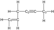 What is the molecular geometry around carbon atom C<sub>1</sub>?   A)  tetrahedral B)  trigonal planar C)  linear D)  trigonal pyramidal E)  bent