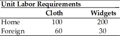   -Given the information in the table above. What is the opportunity cost of cloth in terms of Widgets in Foreign?
