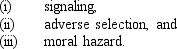 Explain how incomplete information causes each of the following situations and why the equilibrium in each of these situations is not Pareto optimal:   