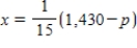 A real estate office handles an apartment complex with 50 units.When the rent is $680 per month,all 50 units are occupied.However,when the rent is $725,the average number of occupied units drops to 47.Assume that the relationship between the monthly rent p and the demand x is linear.Write a linear equation giving the demand x in terms of the rent p. ​ A)    B)    C)    D)    E)   
