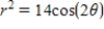 ​The area enclosed inside the polar curve   is ​ A) ​14 B) ​   C) ​28 D) ​  