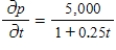 Suppose a population of bacteria is changing at a rate of   ,where t is the time in days.The initial population (when   ) is 1,500.Write an equation that gives the population at any time t. ​ A)    B)    C)    D)    E)   