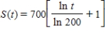 <strong>The rate of change in sales S is inversely proportional to time measured in weeks.Find S as a function of t if sales after 2 and 4 weeks are 250 units and 450 units respectively. </strong> A) B) C) D) E)