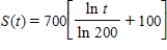 <strong>The rate of change in sales S is inversely proportional to time measured in weeks.Find S as a function of t if sales after 2 and 4 weeks are 250 units and 450 units respectively. </strong> A) B) C) D) E)