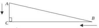 ​In right triangle   ,point   is moving along a leg of the right triangle toward point   at a rate of   cm/sec and point   is moving toward point   at a rate of   cm/sec along a line containing the other leg of the right triangle,as illustrated in the triangle shown below.What is the rate of change in the area of   ,with respect to time,at the instant when   cm and   cm? ​   ​ A) -4.48 cm<sup>2</sup>/sec B) -3.36 cm<sup>2</sup>/sec C) -3.2 cm<sup>2</sup>/sec D) ​​-4 cm<sup>2</sup>/sec