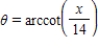 <strong>An airplane flies at an altitude of h = 14 miles toward a point directly over an observer.Consider θ and x as shown in the following figure.Write θ as a function of x. </strong> A) B) C) D) E)