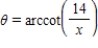 <strong>An airplane flies at an altitude of h = 14 miles toward a point directly over an observer.Consider θ and x as shown in the following figure.Write θ as a function of x. </strong> A) B) C) D) E)