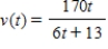 Suppose that an automobile's velocity starting from rest is   where v is measured in feet per second.Find the acceleration at 7 seconds.Round your answer to one decimal place. ​ A) 1.6   B) 0.7   C) 0.4   D) 0.2   E) 5.1  