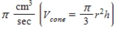 ​ ​A solution is draining through a conical filter into an identical conical container as shown in the diagram to the right.The solution drips from the upper filter into the lower container at a rate of   .   ​ Where,   . -How fast is the level in the upper filter dropping when the solution level in the upper filter is at 8 cm?​