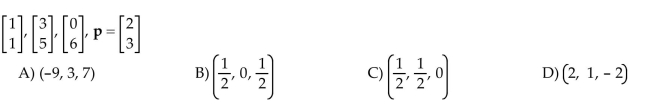 Find the barycentric coordinates of p with respect to the affinely independent set of points that precedes it.  <div style=padding-top: 35px> 