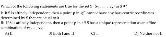 Find the barycentric coordinates of p with respect to the affinely independent set of points that precedes it.  <div style=padding-top: 35px> 