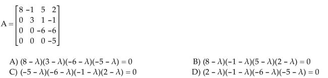 Find the characteristic equation of the given matrix.