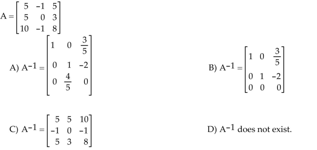 Find the inverse of the matrix A, if it exists.