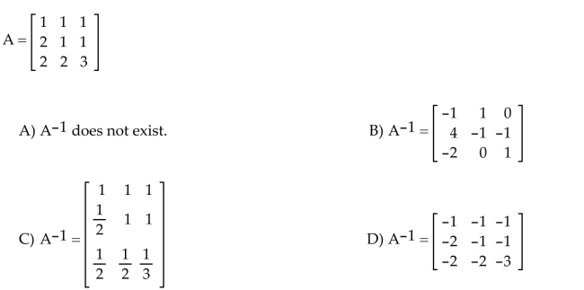 Find the inverse of the matrix A, if it exists.