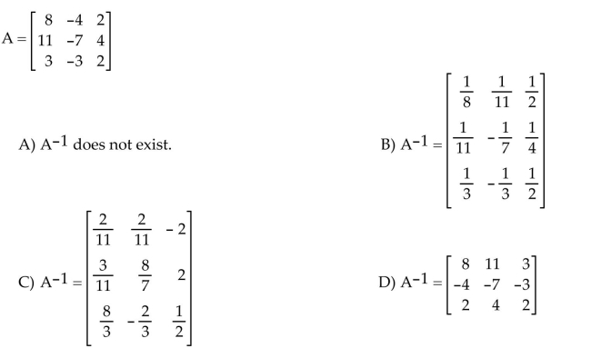 Find the inverse of the matrix A, if it exists.