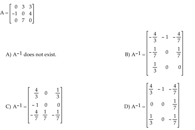 Find the inverse of the matrix A, if it exists.