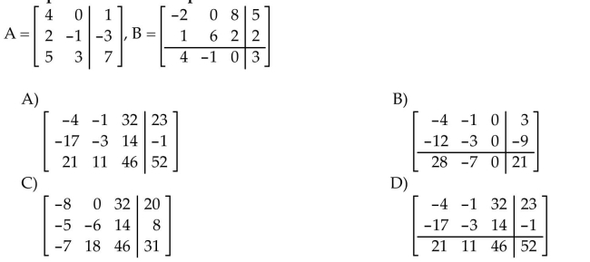 Find the matrix product AB for the partitioned matrices.