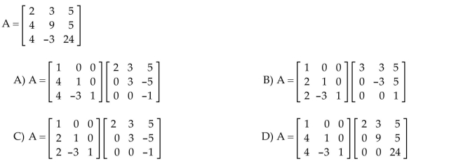 Find an LU factorization of the matrix A.