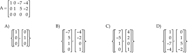Find a basis for the null space of the matrix.