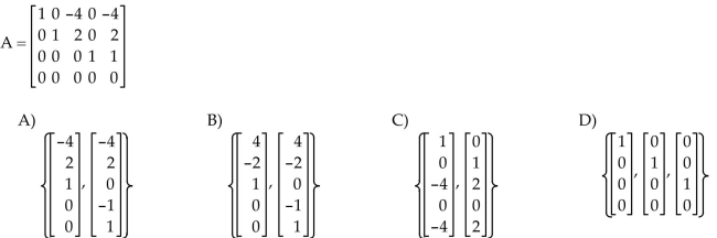 Find a basis for the null space of the matrix.