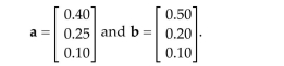 Solve the problem. A company manufactures two products. For $1.00 worth of product A, the company spends $0.40 on materials, $0.25 on labor, and $0.10 on overhead. For $1.00 worth of product B, the company spends $0.50 on materials, $0.20 on labor, and $0.10 on overhead. Let Then a and b represent the ʺcosts per dollar of incomeʺ for the two products. Evaluate 100a + 400b and give an economic interpretation of the result.