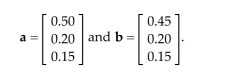 Solve the problem. A company manufactures two products. For $1.00 worth of product A, the company spends $0.50 on materials, $0.20 on labor, and $0.15 on overhead. For $1.00 worth of product B, the company spends $0.45 on materials, $0.20 on labor, and $0.15 on overhead. Let
