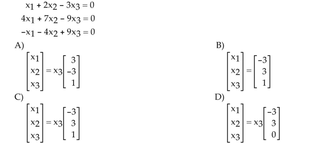 Solve the problem. Find the general solution of the homogeneous system below. Give your answer as a vector.