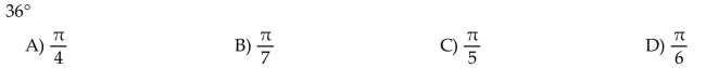 Convert the degree measure to radians. Leave answer as a multiple of