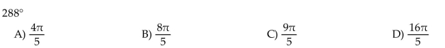 Convert the degree measure to radians. Leave answer as a multiple of