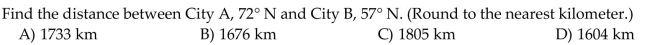 Assume that the cities lie on the same north-south line and that the radius of the earth is 6400 km.