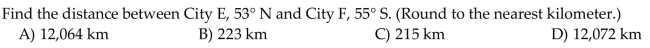 Assume that the cities lie on the same north-south line and that the radius of the earth is 6400 km.