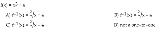 If the function is one-to-one, find its inverse. If not, write not one-to-one.  <div style=padding-top: 35px> 
