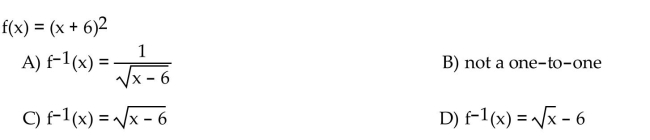 If the function is one-to-one, find its inverse. If not, write not one-to-one.  <div style=padding-top: 35px> 