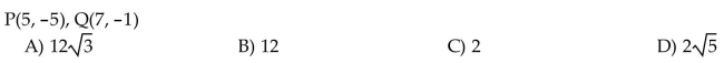For the points P and Q, find the distance d(P, Q).  <div style=padding-top: 35px> 