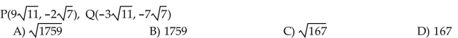 For the points P and Q, find the distance d(P, Q).  <div style=padding-top: 35px> 