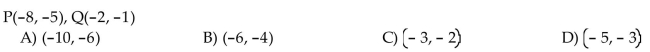 For the points P and Q, find the coordinates of the midpoint of the segment PQ.  <div style=padding-top: 35px> 